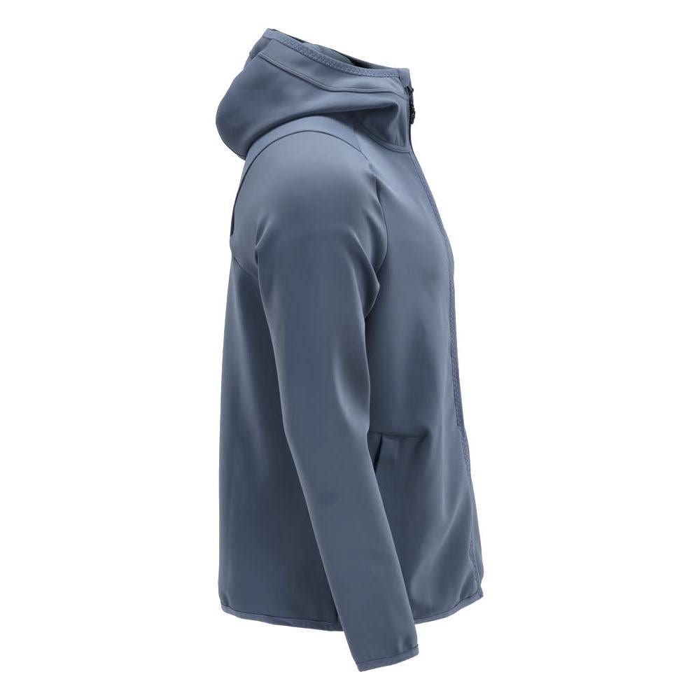 Pulover fleece, glugă, jachetă microfleece cu fermoar, albastru piatră