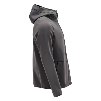 Pulover fleece, glugă, jachetă microfleece cu fermoar, gri antracit