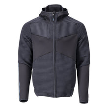 Pulover fleece, glugă, jachetă microfleece cu fermoar, negru-albastru