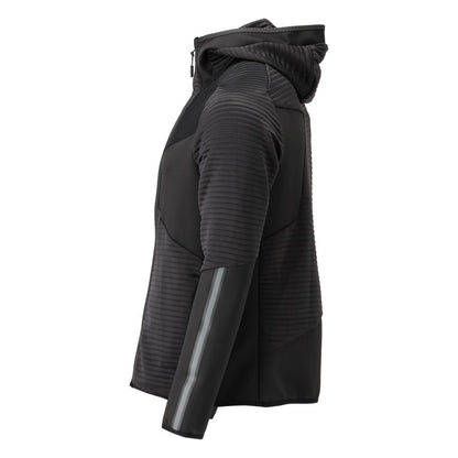 Pulover fleece, glugă, jachetă microfleece cu fermoar, negru