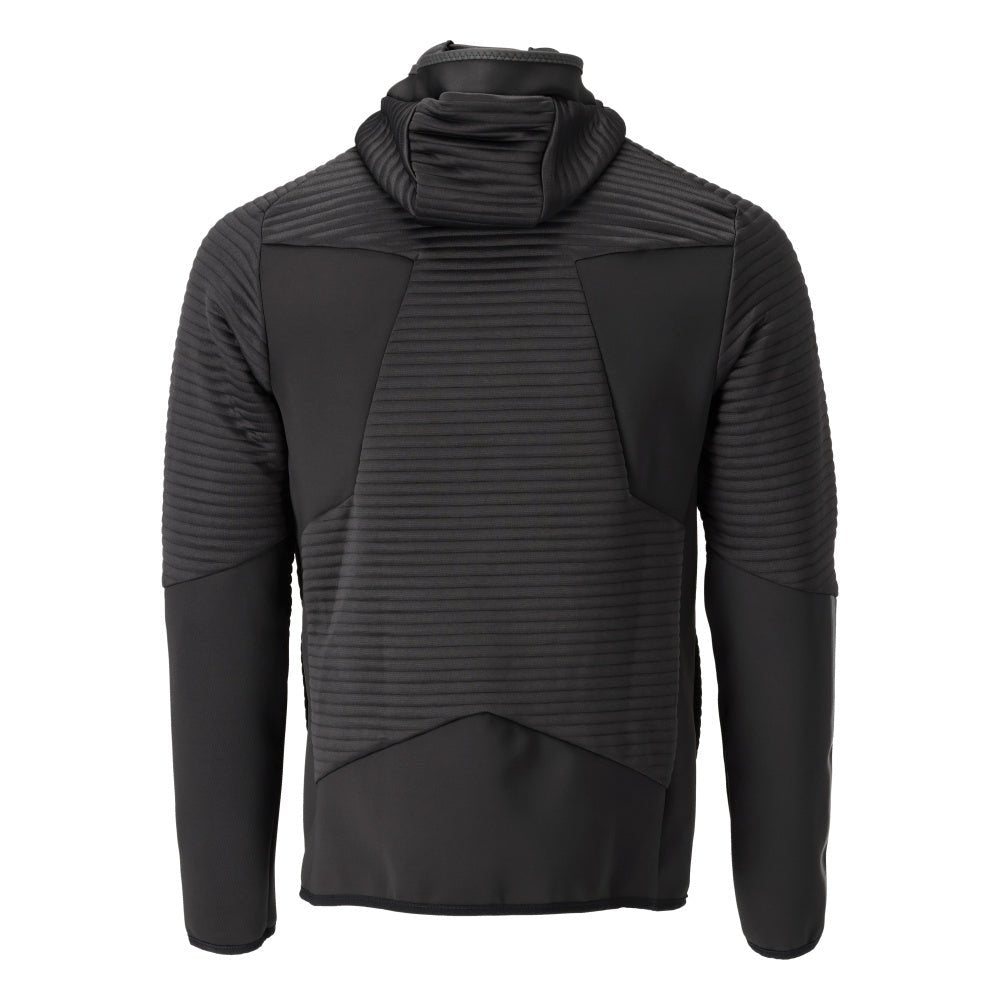 Pulover fleece, glugă, jachetă microfleece cu fermoar, negru