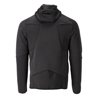 Pulover fleece, glugă, jachetă microfleece cu fermoar, negru