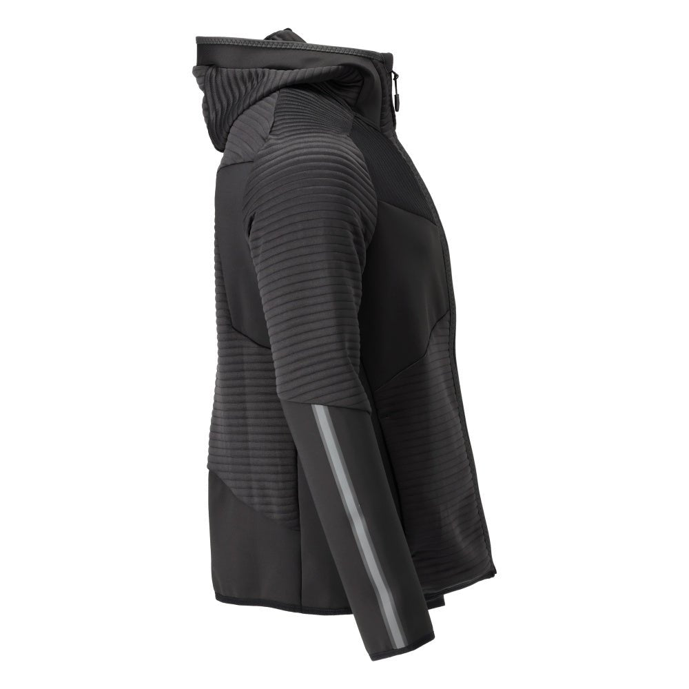 Pulover fleece, glugă, jachetă microfleece cu fermoar, negru