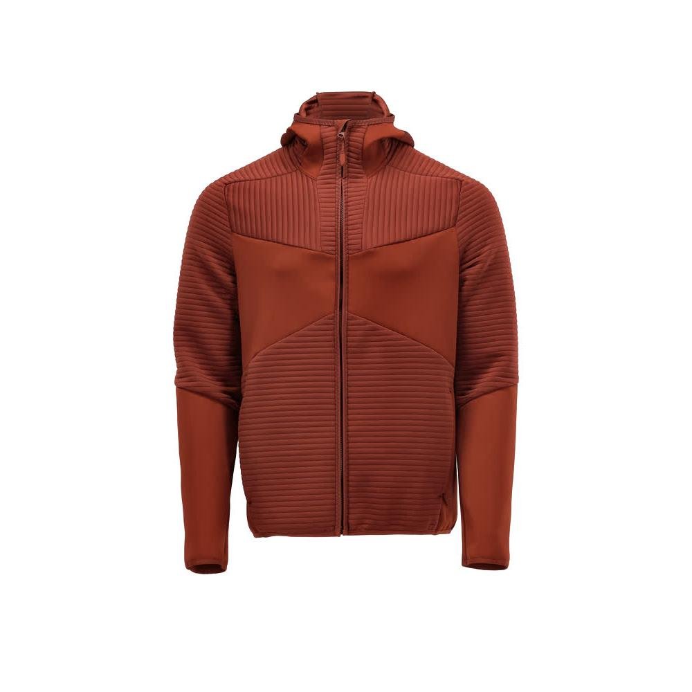Pulover fleece, gluga, geaca microfleece cu fermoar, rosu toamna
