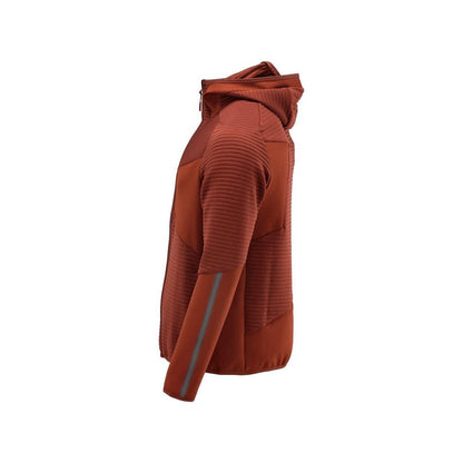 Pulover fleece, gluga, geaca microfleece cu fermoar, rosu toamna