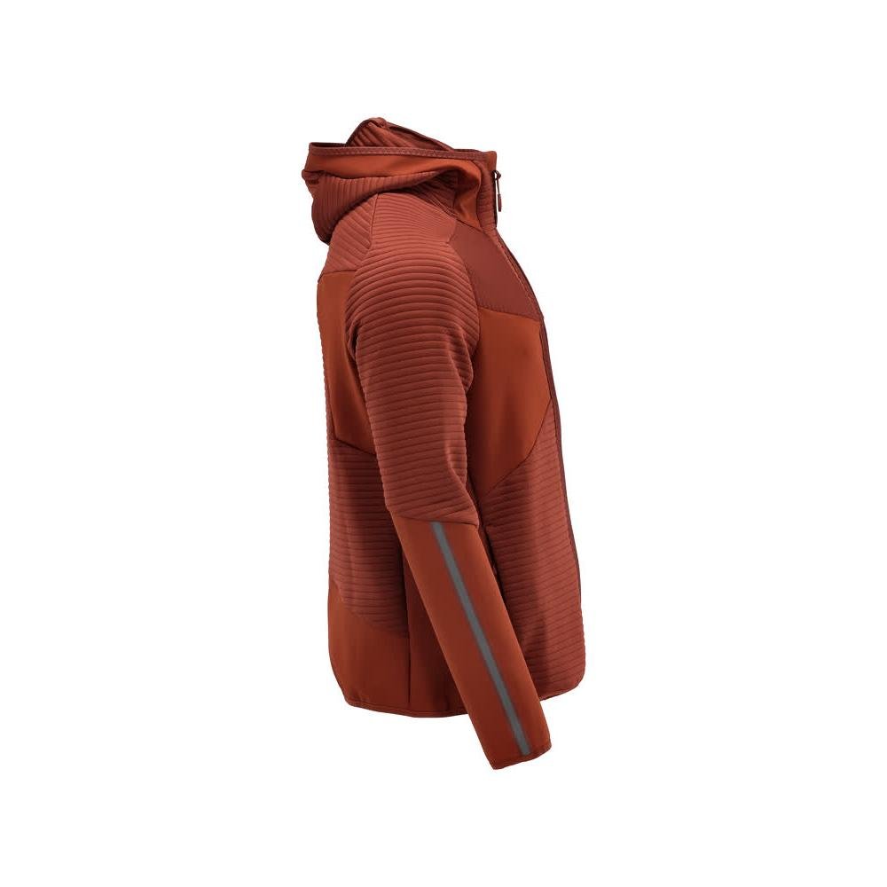Pulover fleece, gluga, geaca microfleece cu fermoar, rosu toamna