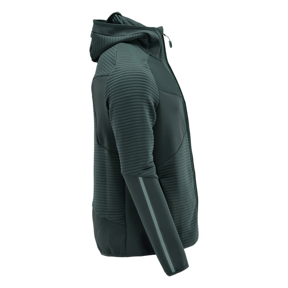 Pulover fleece, glugă, geacă microfleece cu fermoar, verde pădure