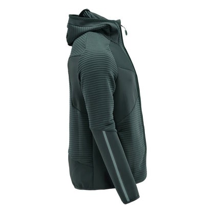 Pulover fleece, glugă, geacă microfleece cu fermoar, verde pădure