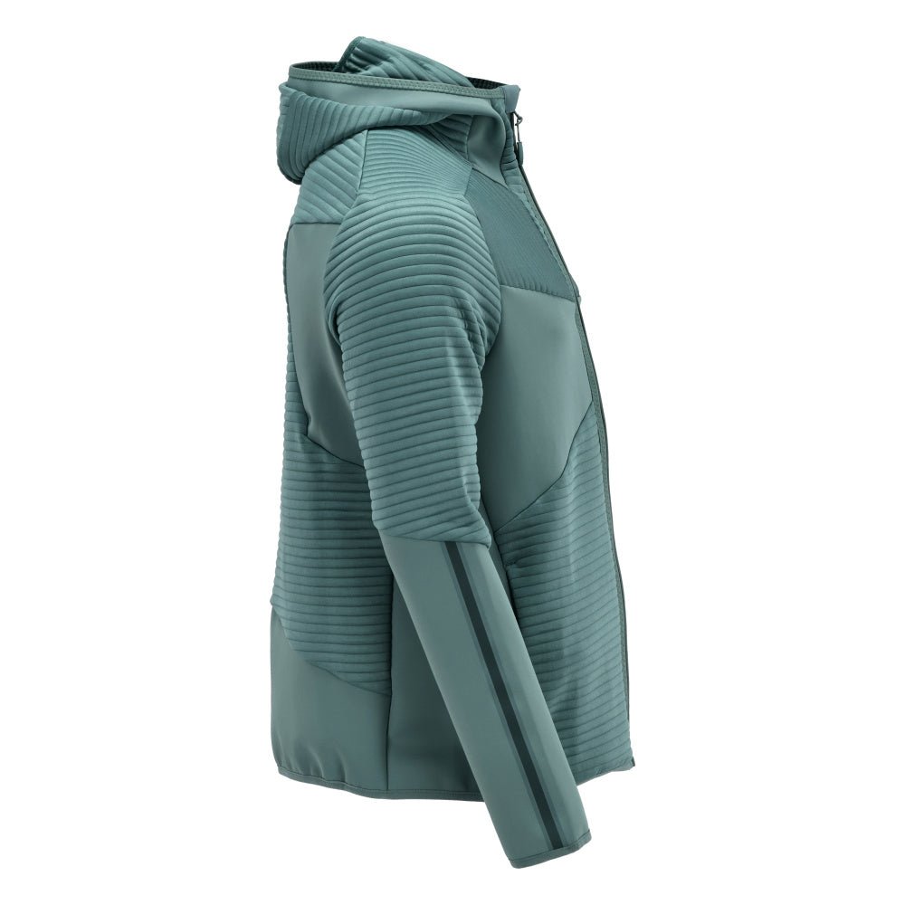 Pulover fleece, glugă, geacă microfleece cu fermoar, verde pădure deschis