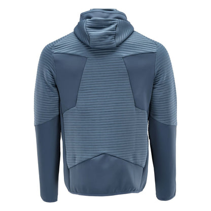 Pulover fleece, glugă, jachetă microfleece cu fermoar, albastru piatră