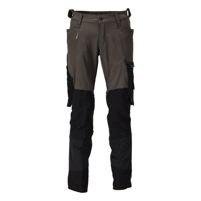 Pantaloni cu buzunare pentru genunchi, stretch, pantaloni deschisi, antracit inchis/negru