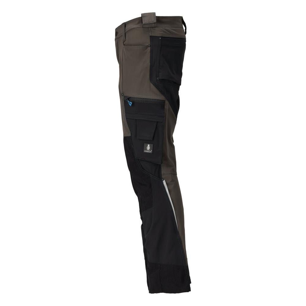 Pantaloni cu buzunare pentru genunchi, stretch, pantaloni deschisi, antracit inchis/negru