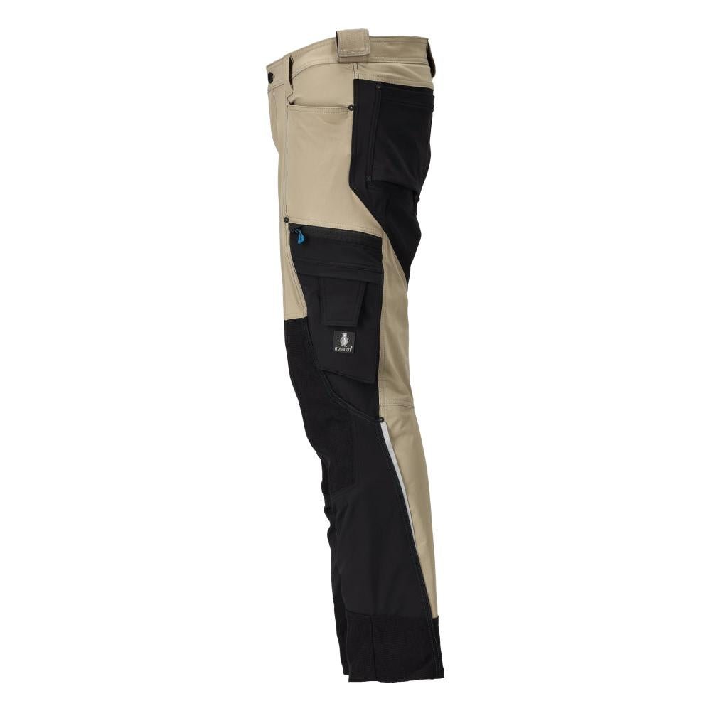 Pantaloni cu buzunare pentru genunchi, stretch, pantaloni lejeri, kaki deschis/negru