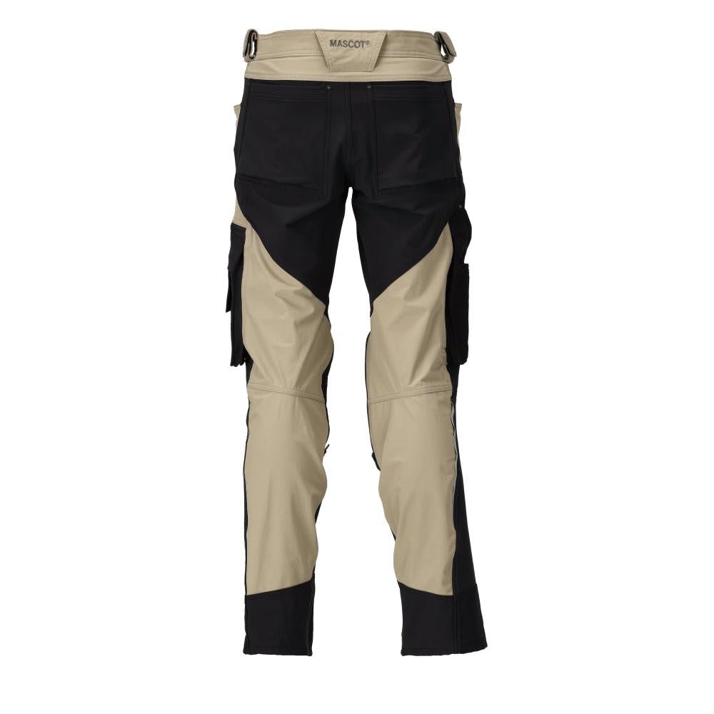Pantaloni cu buzunare pentru genunchi, stretch, pantaloni lejeri, kaki deschis/negru