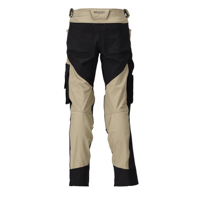 Pantaloni cu buzunare pentru genunchi, stretch, pantaloni lejeri, kaki deschis/negru
