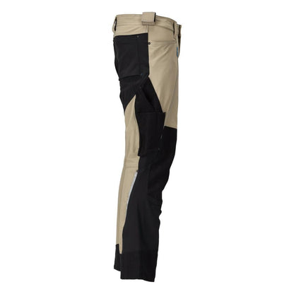 Pantaloni cu buzunare pentru genunchi, stretch, pantaloni lejeri, kaki deschis/negru