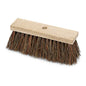 Mătura de stradă Nölle Profi Brush Piassava (29 cm, 5x12 rânduri, mâner plat din lemn) de la Nölle Profi Brush Bürsten- & Pinseltechnik e.K. are peri groși, rigizi, de culoare maro-negru și un orificiu central pentru fixarea ușoară a mânerului – perfectă pentru curățarea spațiilor exterioare.