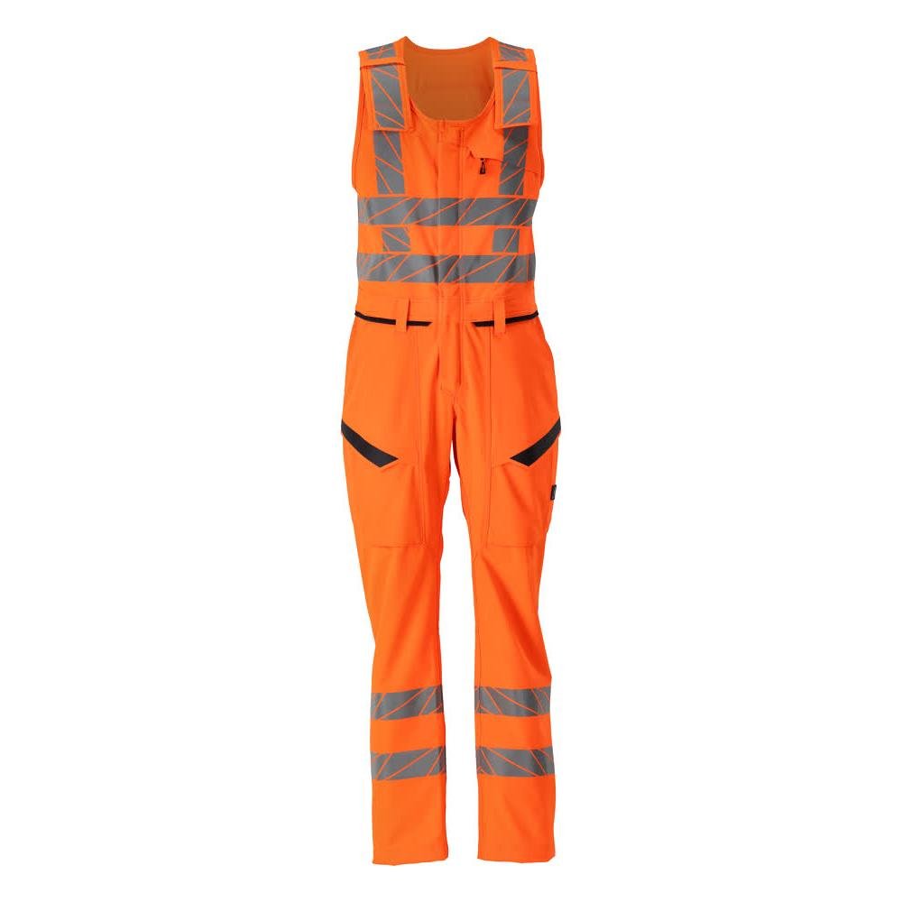Pantaloni combinati cu buzunare pe coapse, pantaloni combinati stretch, portocaliu hi-vis
