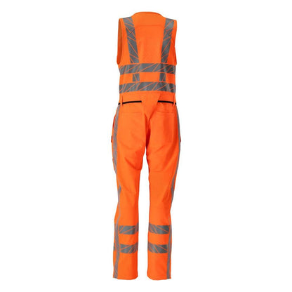 Pantaloni combinati cu buzunare pe coapse, pantaloni combinati stretch, portocaliu hi-vis