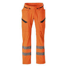 Pantaloni cu buzunare pe coapse, pantaloni stretch, portocaliu hi-vis