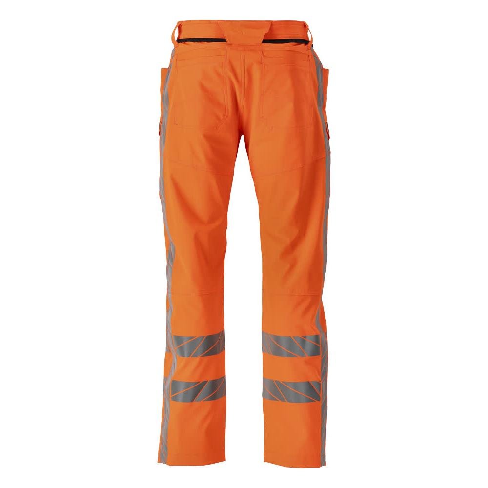 Pantaloni cu buzunare pe coapse, pantaloni stretch, portocaliu hi-vis
