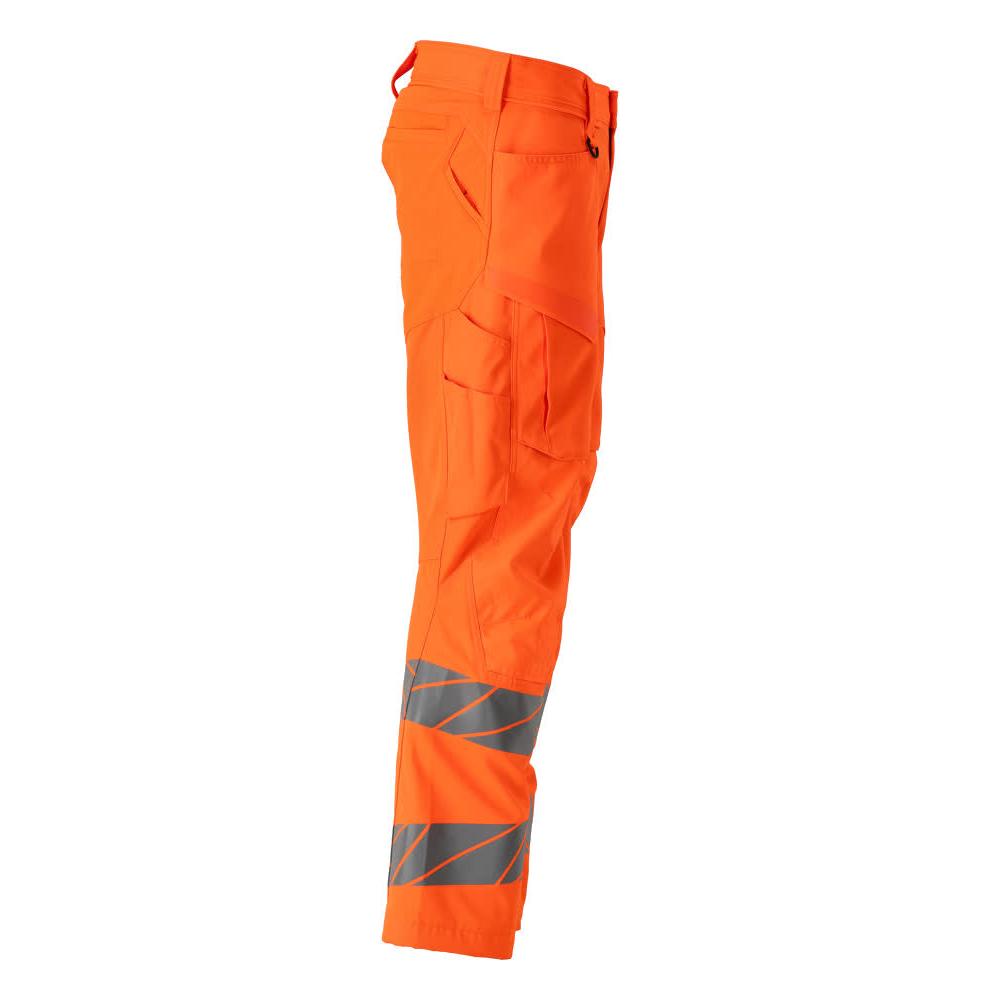 Pantaloni cu buzunare pentru genunchi, pantaloni cu inserții stretch, portocaliu hi-vis