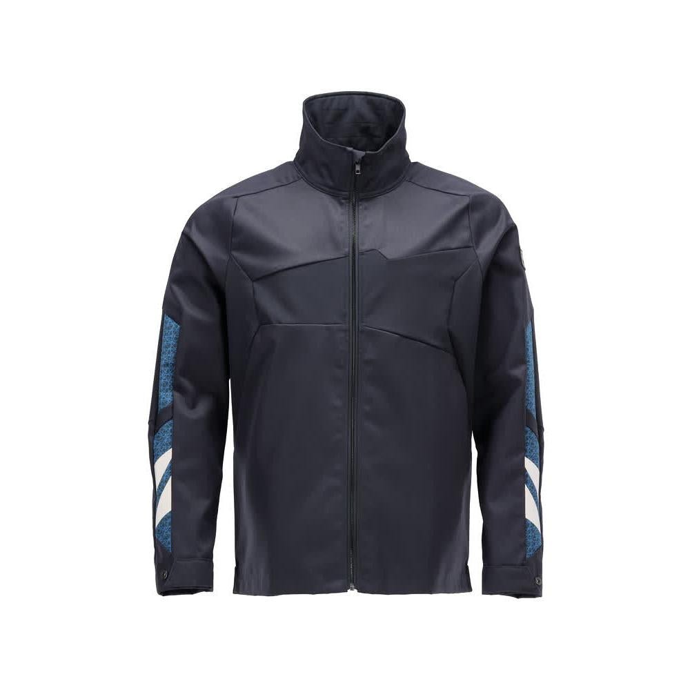 Geacă de lucru, stretch, cu fermoar metalic, negru-albastru