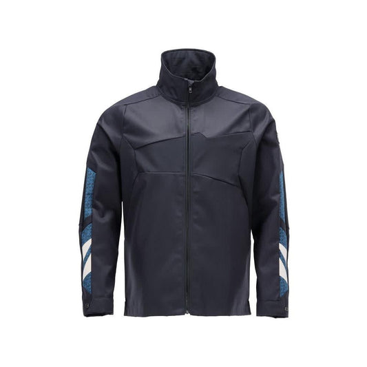 Geacă de lucru, stretch, cu fermoar metalic, negru-albastru