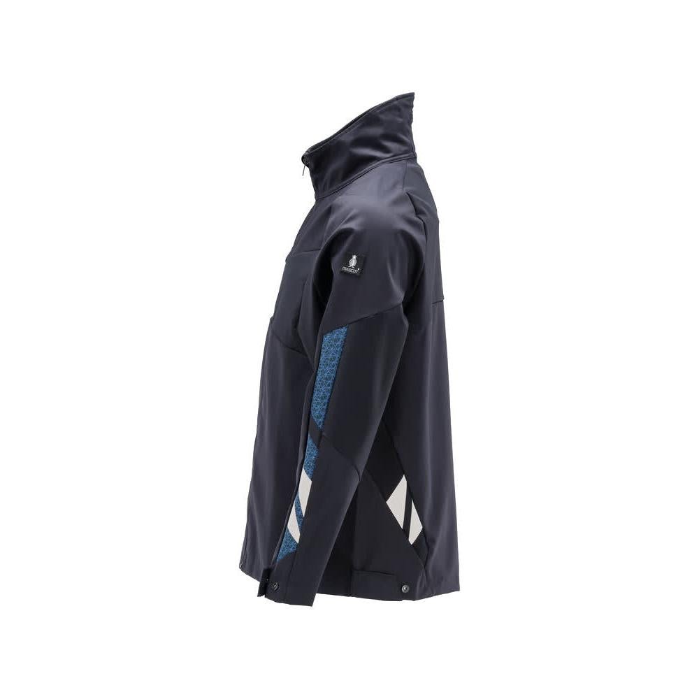 Geacă de lucru, stretch, cu fermoar metalic, negru-albastru