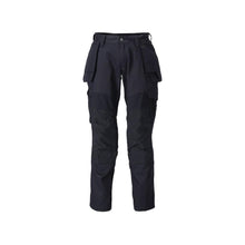 Pantaloni cu buzunare suspendate, pantaloni cu inserții elastice, negru-albastru