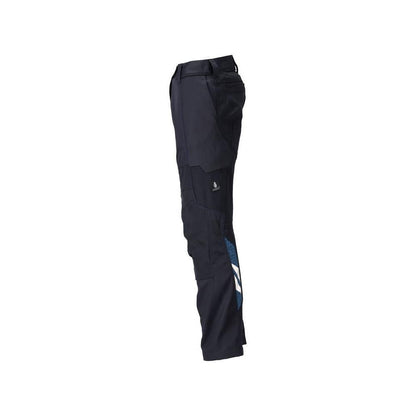 Pantaloni cu buzunare la genunchi, pantaloni dama, negru-albastru