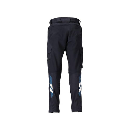 Pantaloni cu buzunare la genunchi, pantaloni dama, negru-albastru