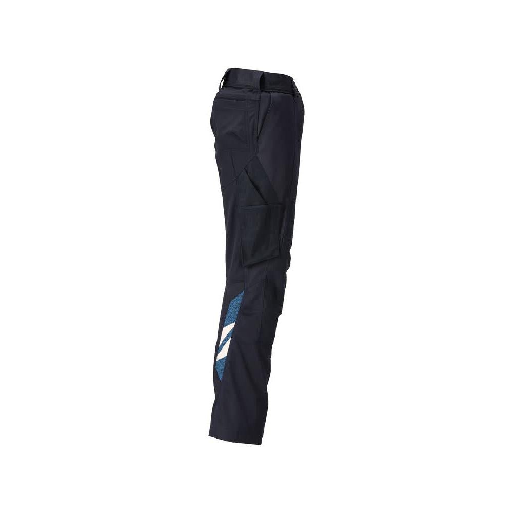Pantaloni cu buzunare la genunchi, pantaloni dama, negru-albastru