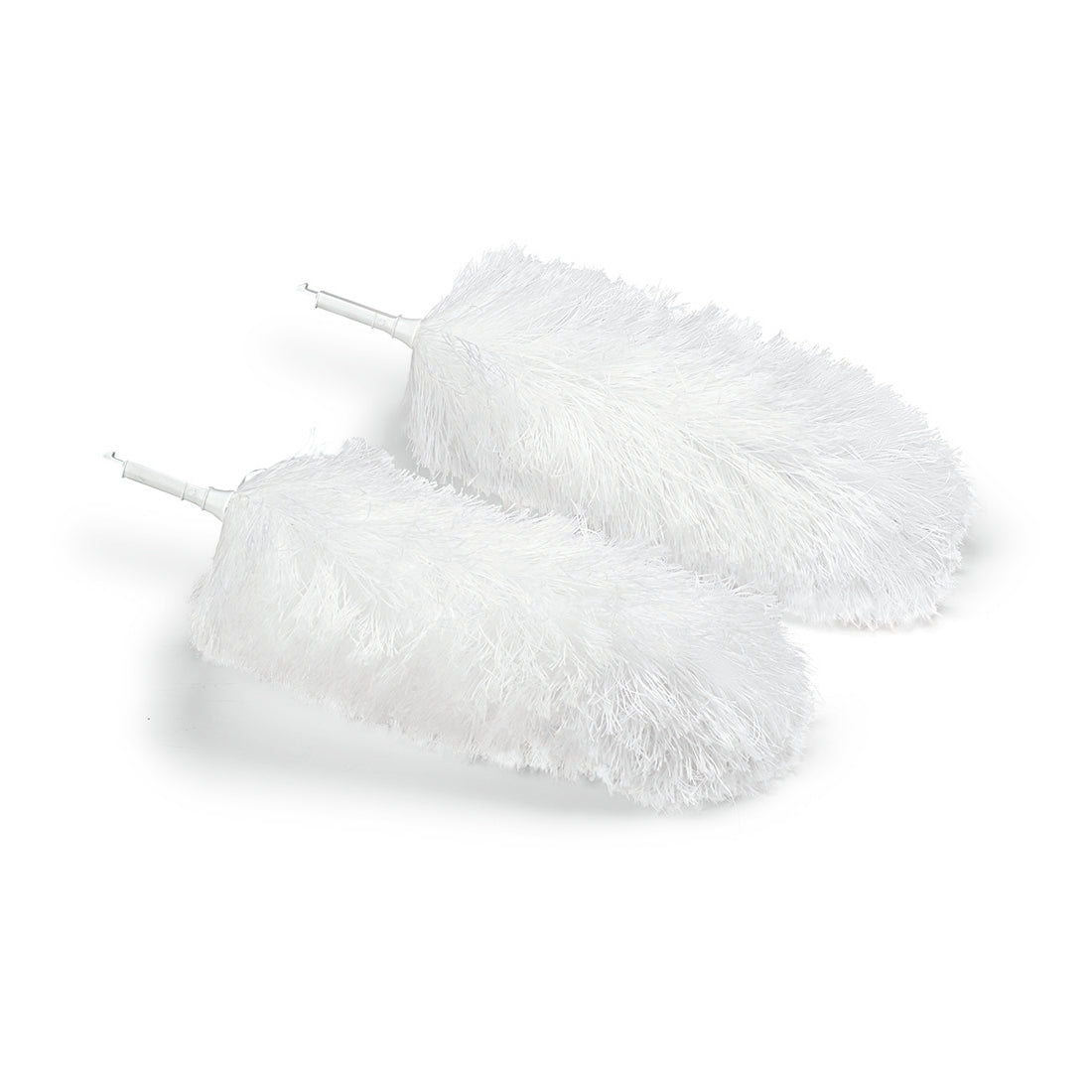 Două capete de schimb pentru pămătuf de praf din microfibră de la Nölle Profi Brush (40 cm, set de 2) de la Nölle Profi Brush Bürsten- & Pinseltechnik e.K. sunt așezate una lângă alta, moi și pufoase - perfecte pentru îndepărtarea eficientă a prafului de pe orice suprafață.