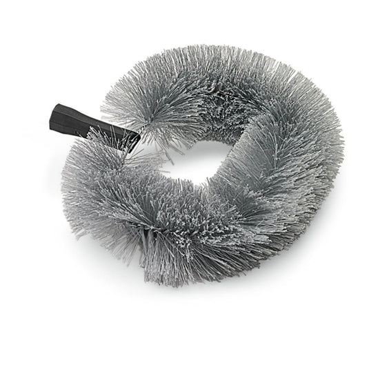 Capul de schimb oval Staubbiene de 25 cm cu perii sintetici de la Nölle Profi Brush, tehnica de perii și pensule Nölle Profi Brush e.K., are peri gri densi și un mâner negru, ilustrat pe un fundal alb.