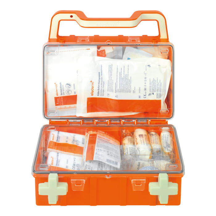 Trusă de prim ajutor portocaliu DYNAMIC-GLOW S standard DIN 13157 | Valisa (1 bucata)