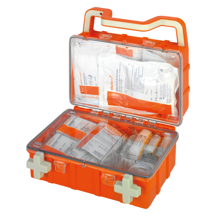 Trusă de prim ajutor portocaliu DYNAMIC-GLOW S standard DIN 13157 | Valisa (1 bucata)
