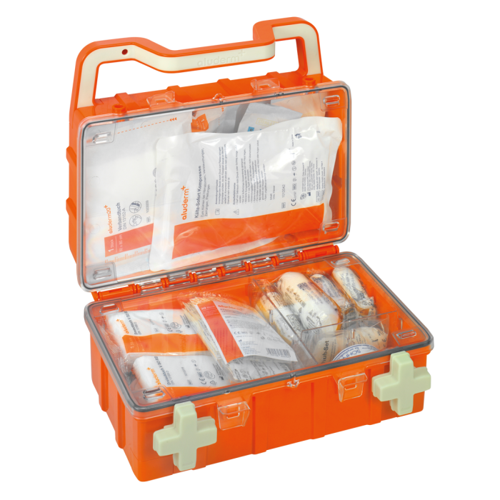 Trusă de prim ajutor portocaliu DYNAMIC-GLOW S standard DIN 13157 | Valisa (1 bucata)