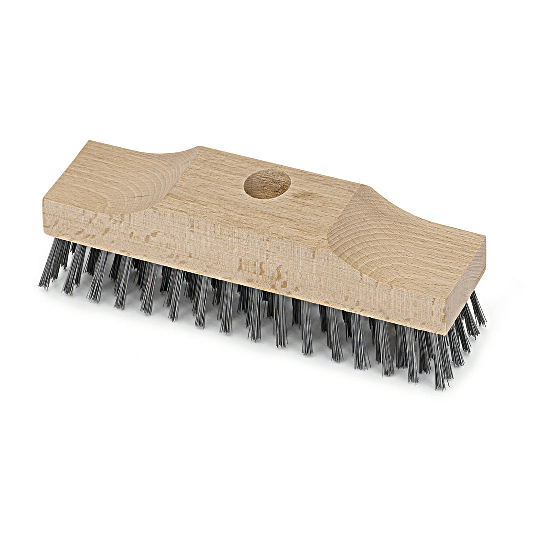 Die Nölle Profi-Bürste Stahldrahtschrubber 22 cm verfügt über dicht gepackte, steife Metallborsten und ein zentrales Loch zur Stielbefestigung - perfekt für die effektive Reinigung von harten Oberflächen. Von Nölle Profi Brush Bürsten- & Pinseltechnik e.K.