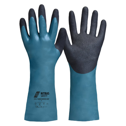 NITRAS GREEN BARRIER GRIP, manusi de protectie chimica, benzina/negru