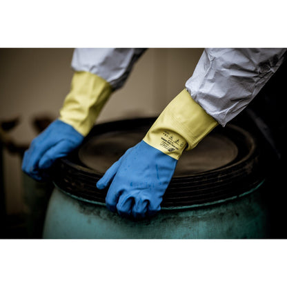 NITRAS DUAL BARRIER, manusi de protectie chimica, galben/albastru