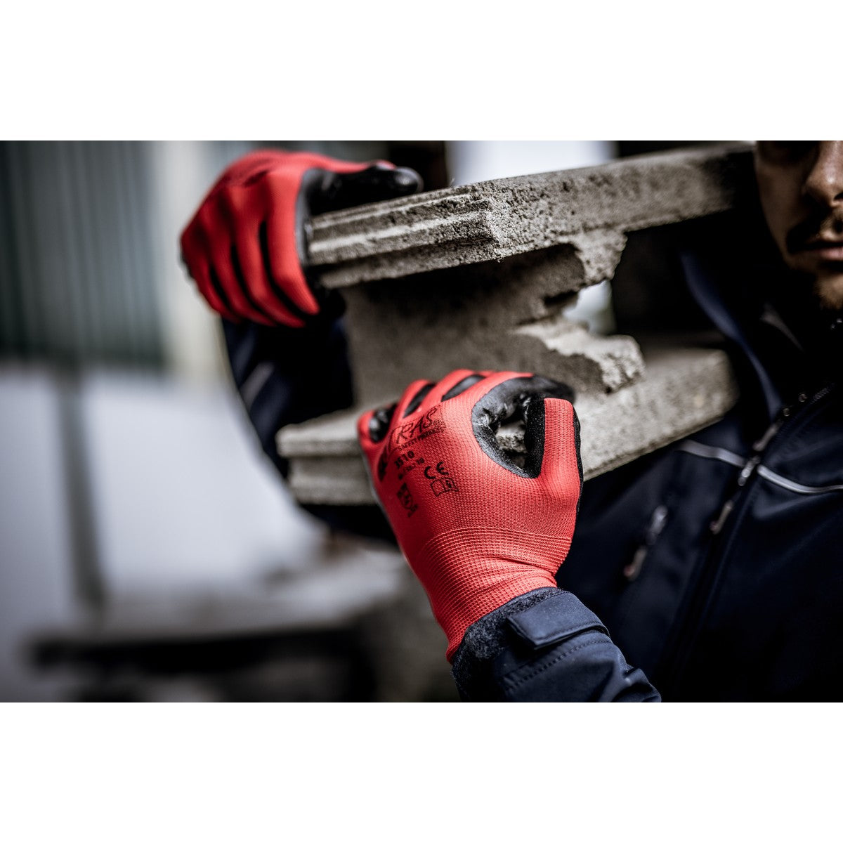 Mănuși de nailon NITRAS, roșii/negre