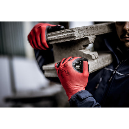 Mănuși de nailon NITRAS, roșii/negre