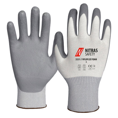 NITRAS NYLOFLEX FOAM, manusi de asamblare, alb/gri