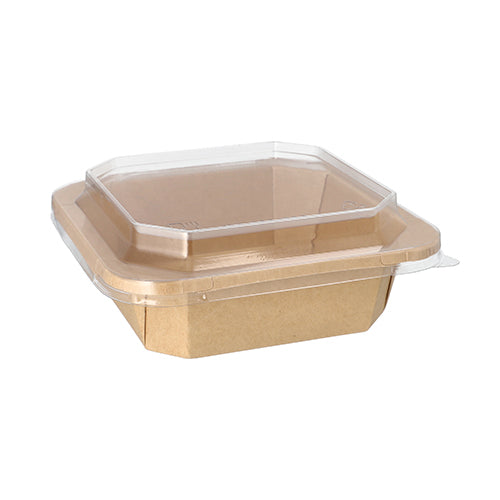 Starpak 25 cutii de prânz, dreptunghiulare din carton ecologic cu capac din plastic transparent de la marca Starpak pe fundal alb.