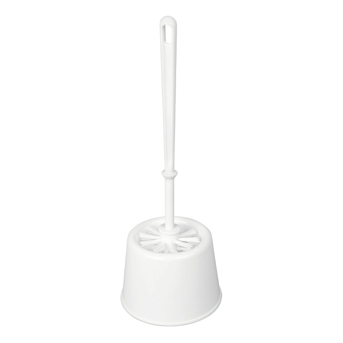 Garnitura de toaletă Nölle Profi Brush, Topform (Ø 75 mm, perie PP albă) de la Nölle Profi Brush Bürsten- & Pinseltechnik e.K. este o perie de toaletă albă cu suport, care este ideală pentru curățarea igienică și stă vertical pe un fundal alb.