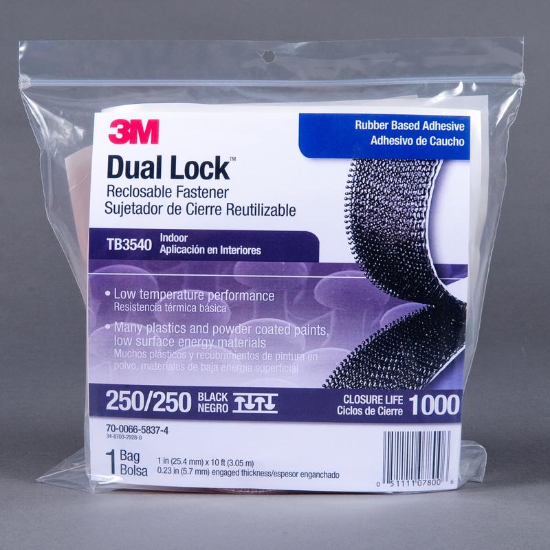 3M™ Dual Lock™ TB3540, negru, 25 mm x 3 m, 5,7 mm, 40 capete/cm2, pentru interior | Geanta (1 bucata)