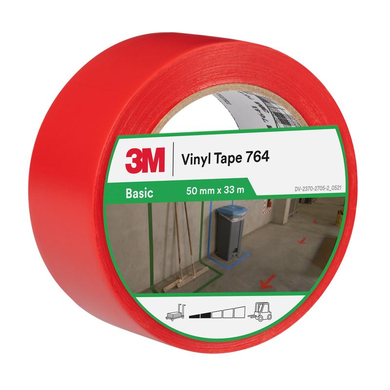 Bandă PVC de uz general 3M™ 764, roșie, 50 mm x 33 m, 0,13 mm, ambalată individual | Pachet (1 rola)