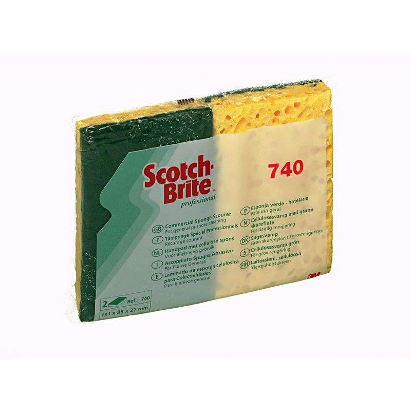 Burete de celuloză Scotch-Brite™ 740, verde/bej, 131 mm x 88 mm, 10/pachet, 24 pachet/cutie, 240 buc/cutie | Pachet (10 bucăți)