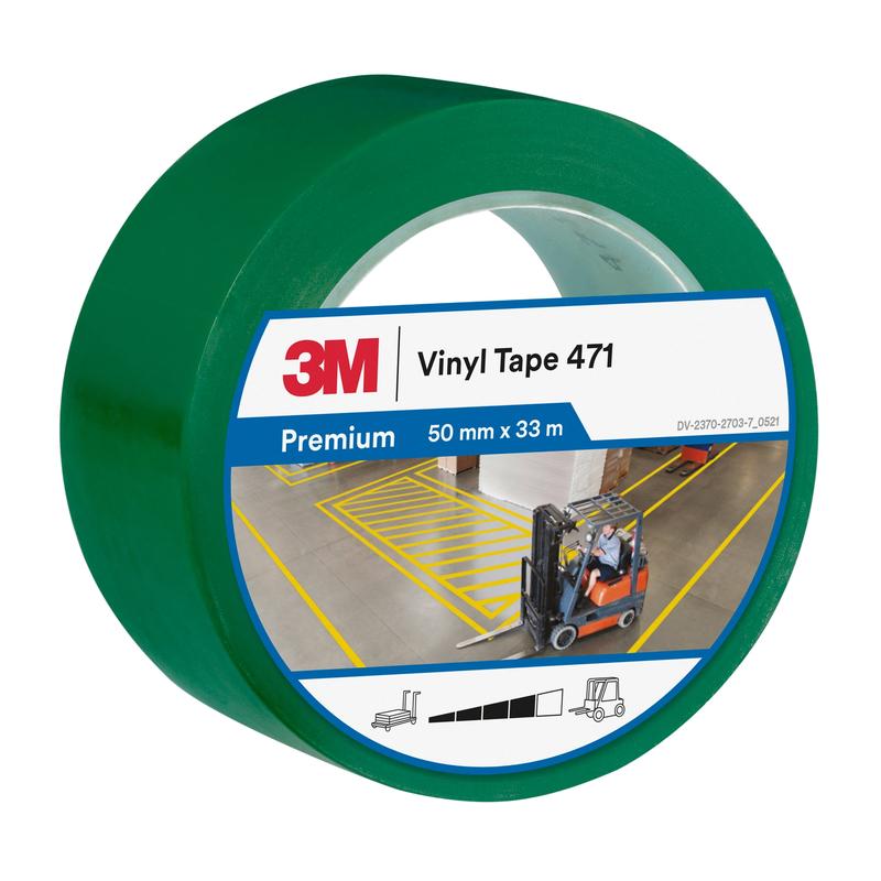 Bandă PVC moale 3M™ 471, verde, 50 mm x 33 m, 0,14 mm, ambalată individual | Pachet (1 rola)